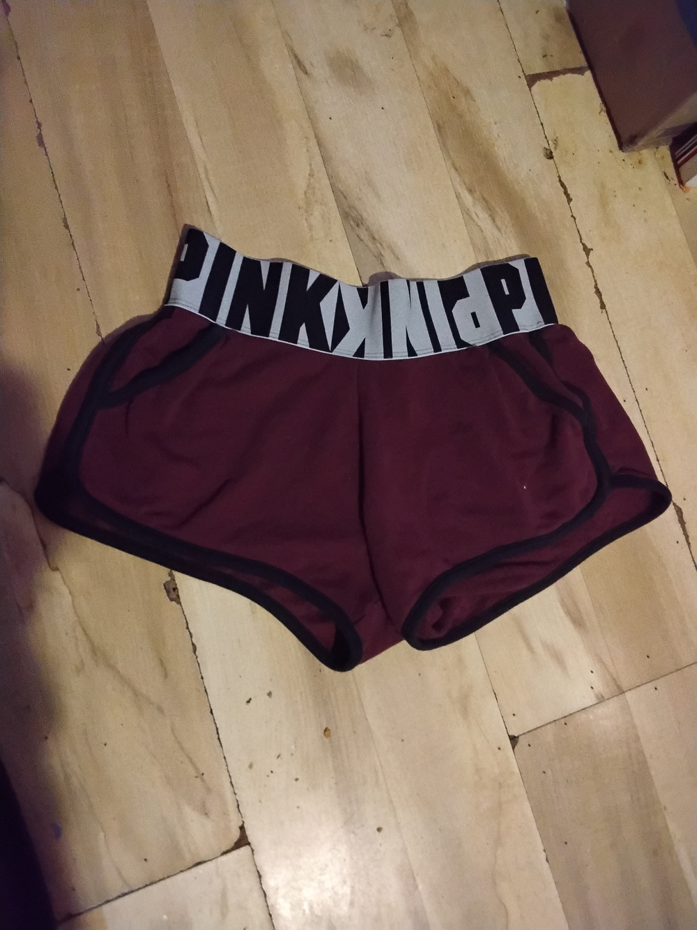 PINK Victoria's Secret Burgundy Athletic Shorts with Branded Waistband